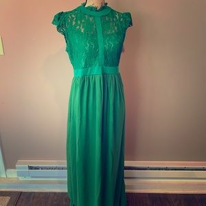 Beautiful emerald floor length dress
